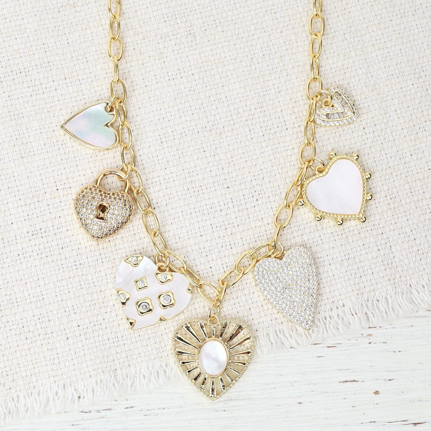 NKL-GF Heart Multi Charm Necklace