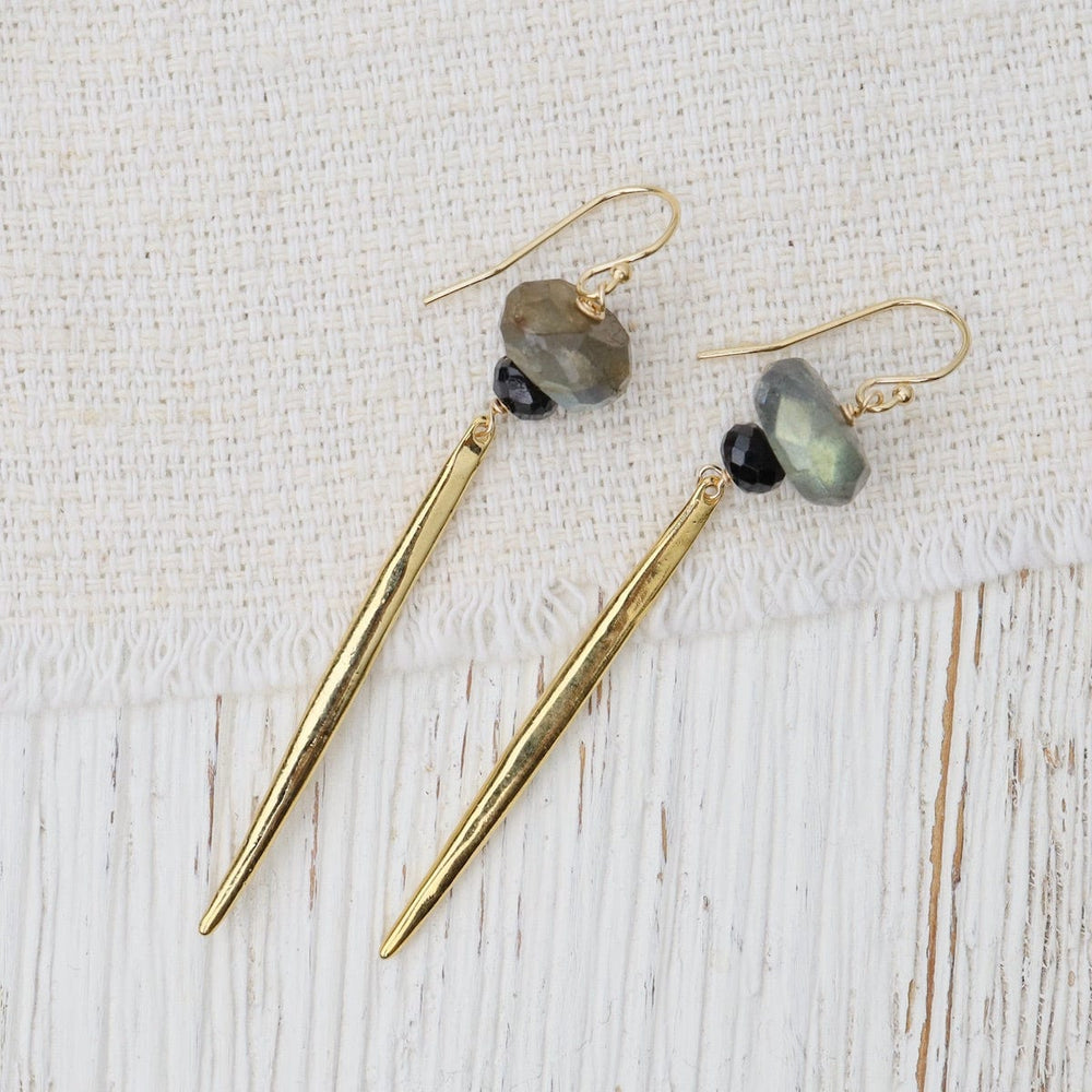 
                      
                        NKL-GF Icicle Earrings with Flat Semi Precious Stones - L
                      
                    