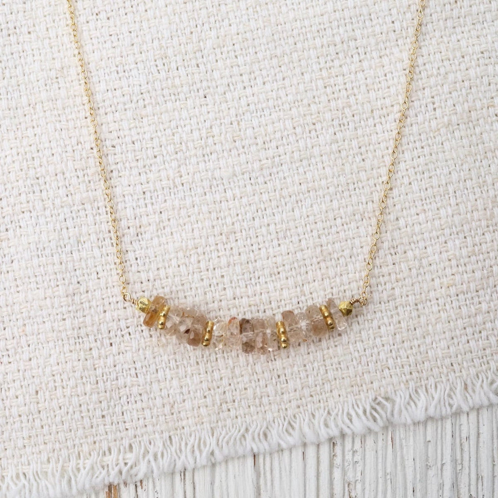 NKL-GF Imperial Topaz with Vermeil Spacers on Gold Fill Necklace