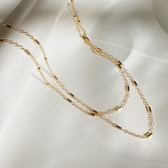 NKL-GF Jake Bar Cable Layering Chain Necklace Gold Filled