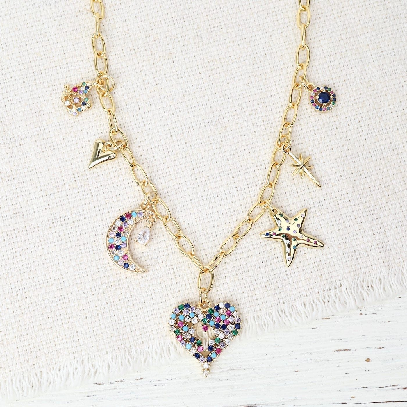 NKL-GF Jeweled Multi Charm Necklace
