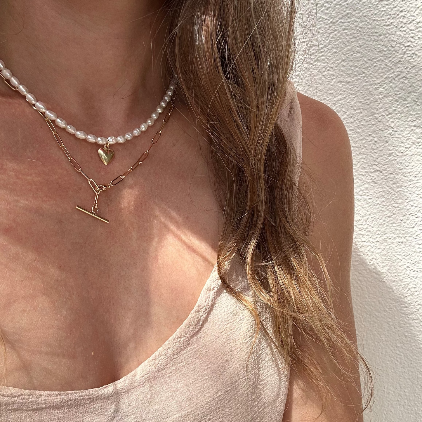 NKL-GF Kassandra Heart Freshwater Pearl Beaded Necklace