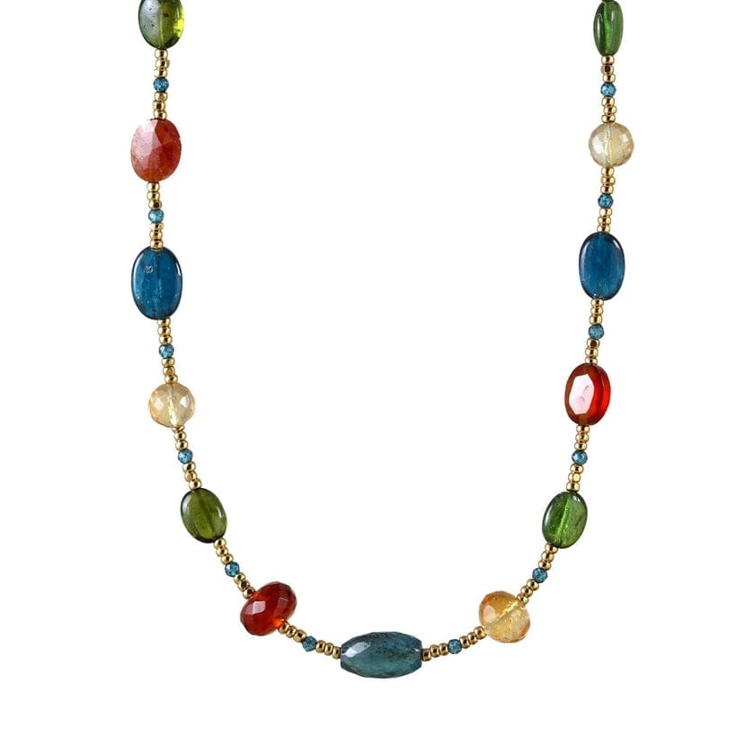 NKL-GF Kyanite and Hessonite Garnet Mix Station Necklace