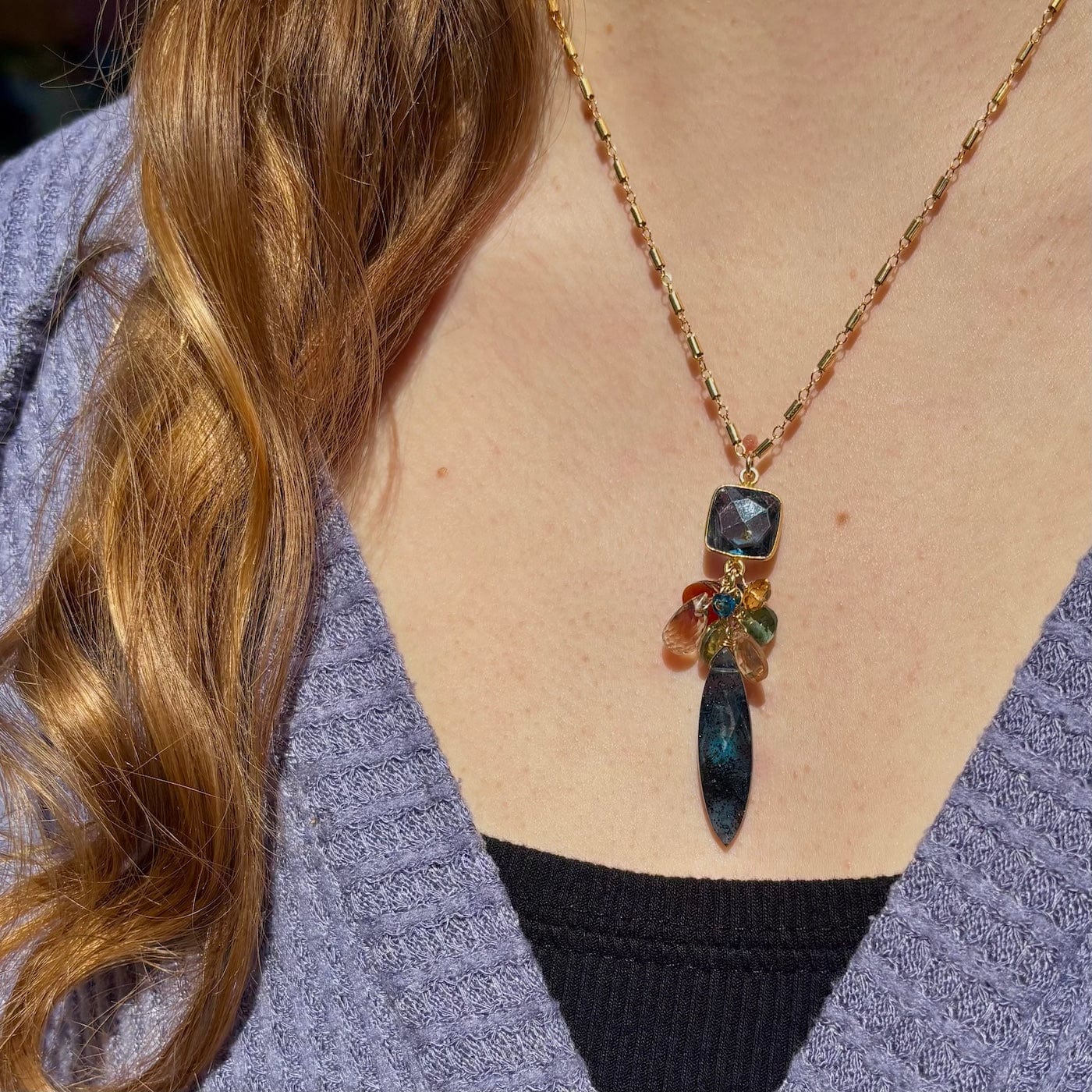 NKL-GF Kyanite Mix Cluster Necklace