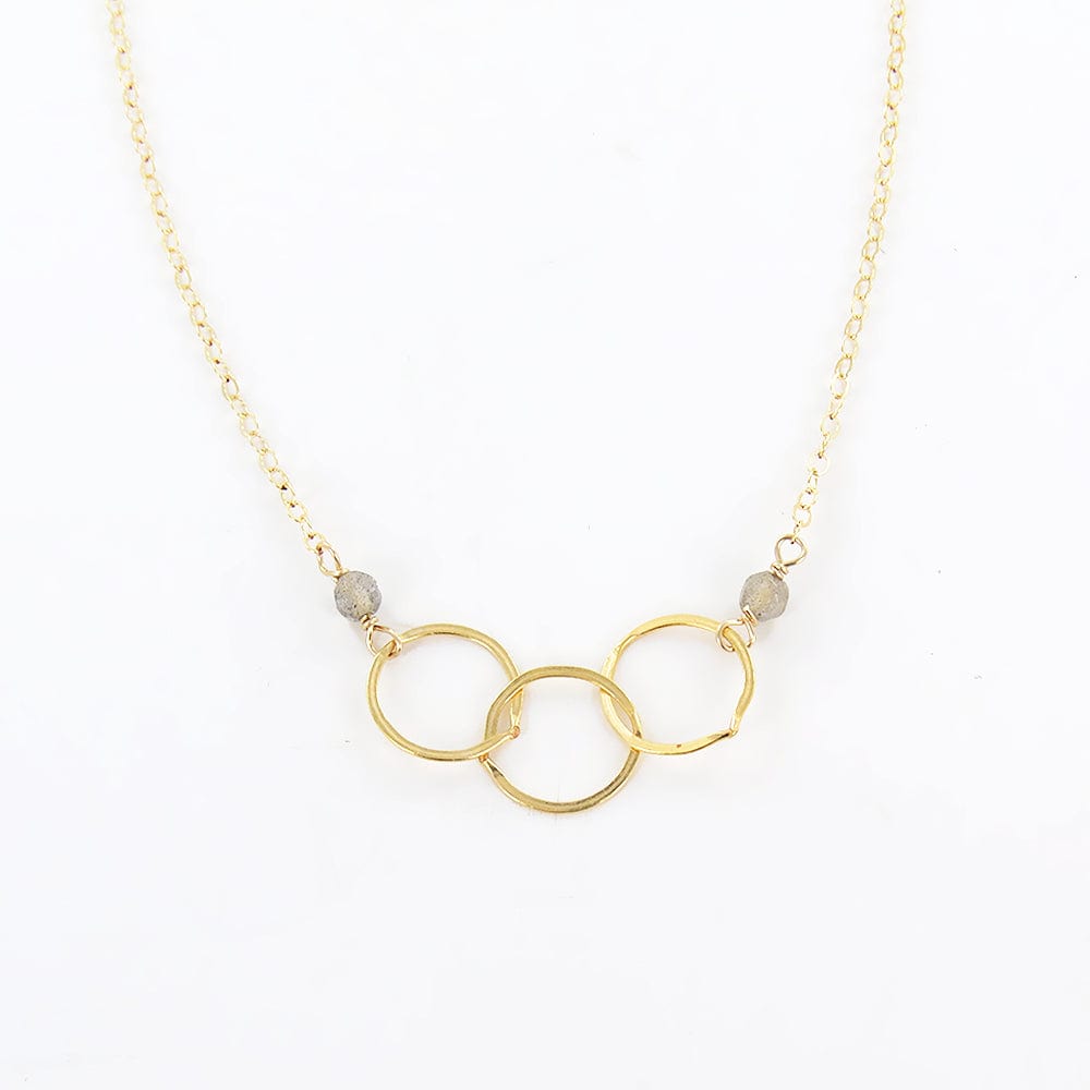 NKL-GF LABRADORITE AND THREE LOOPED GOLD NECKLACE