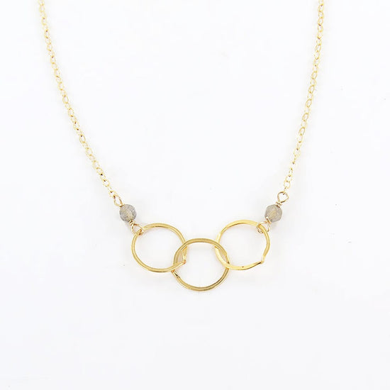 NKL-GF LABRADORITE AND THREE LOOPED GOLD NECKLACE