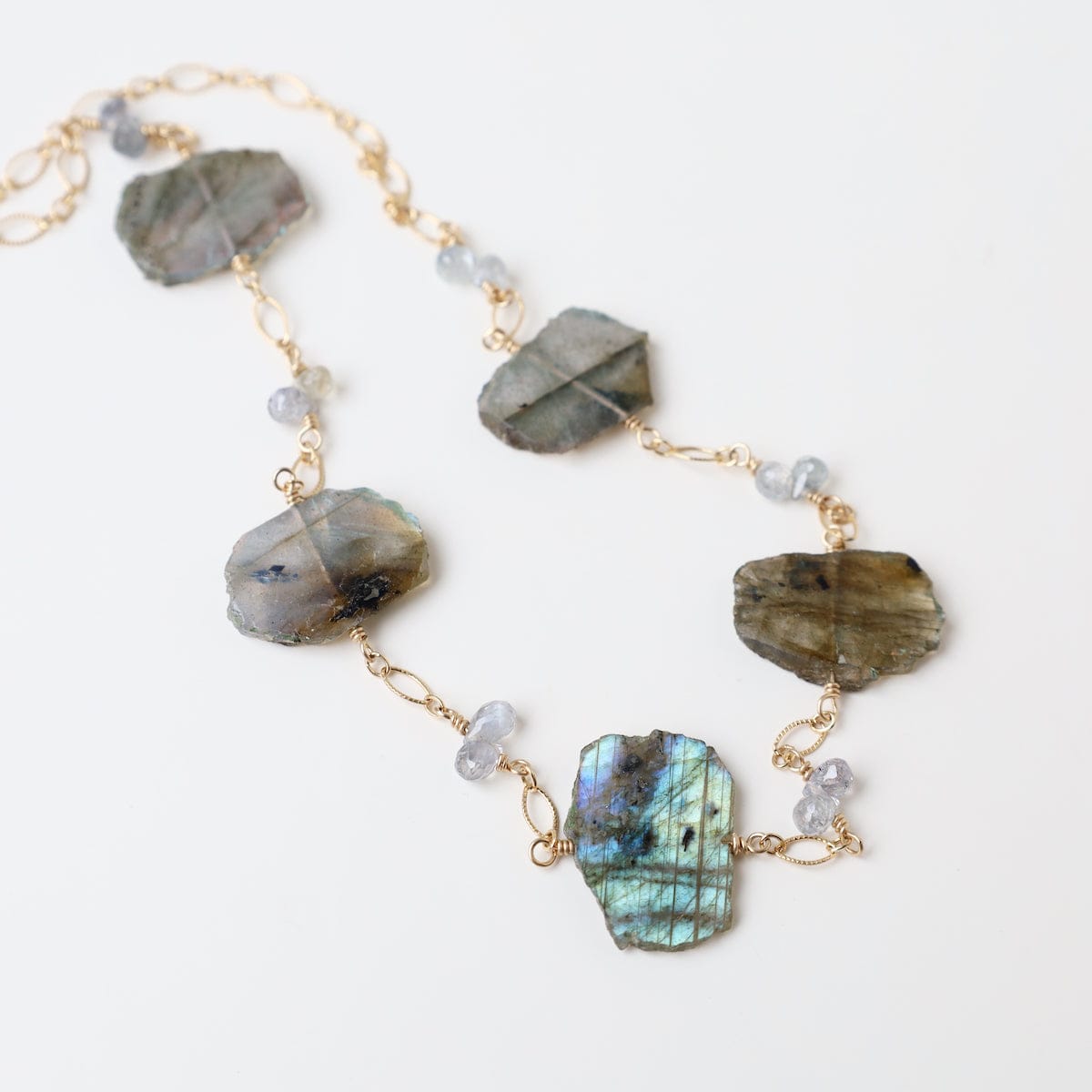 NKL-GF Labradorite Slice Station Necklace