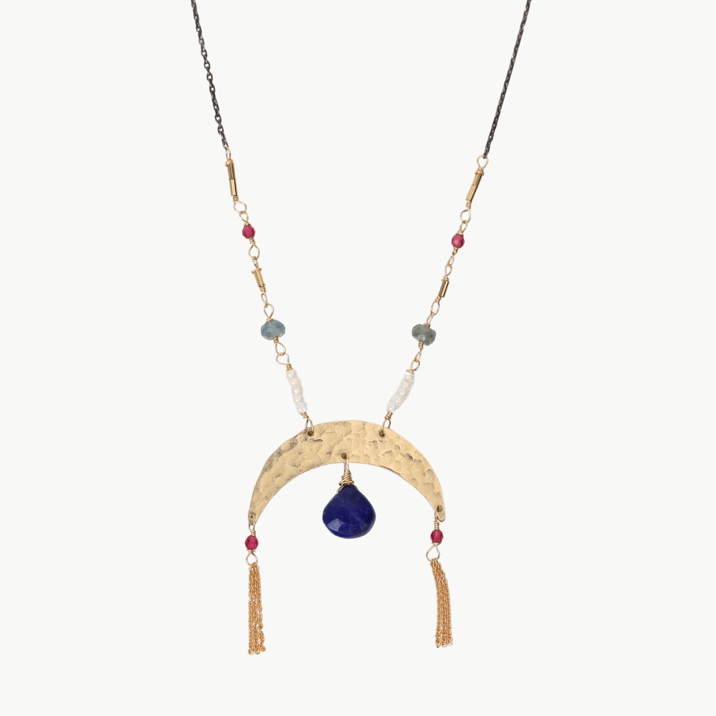 NKL-GF Lapis Arc Fringe Necklace
