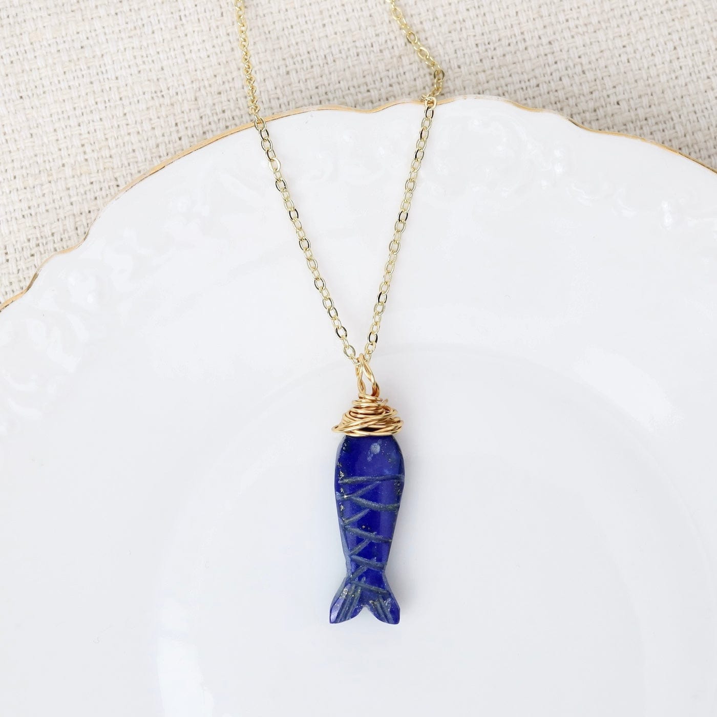 NKL-GF Lapis Fish Pendant Necklace
