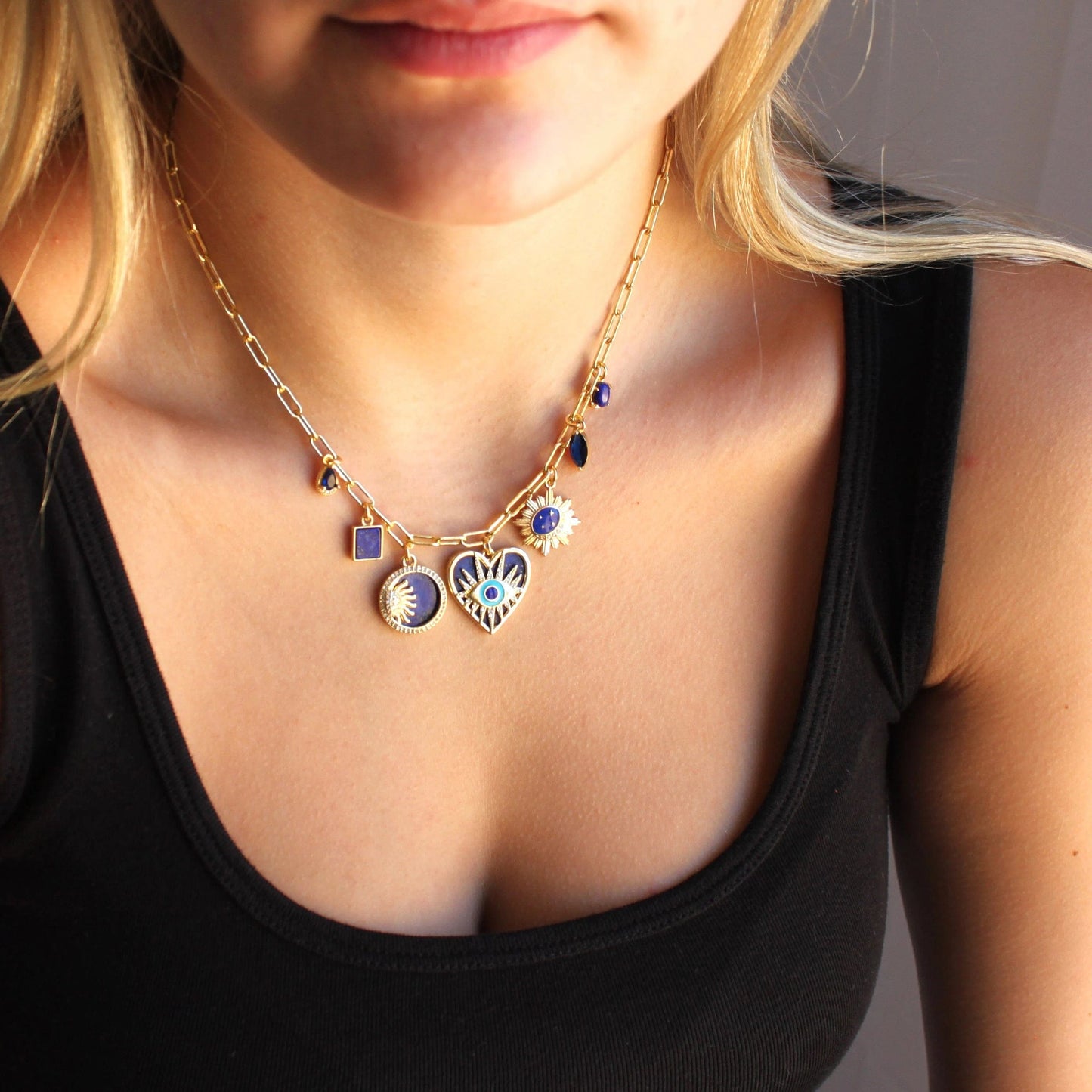 NKL-GF Lapis Multi Charm Necklace