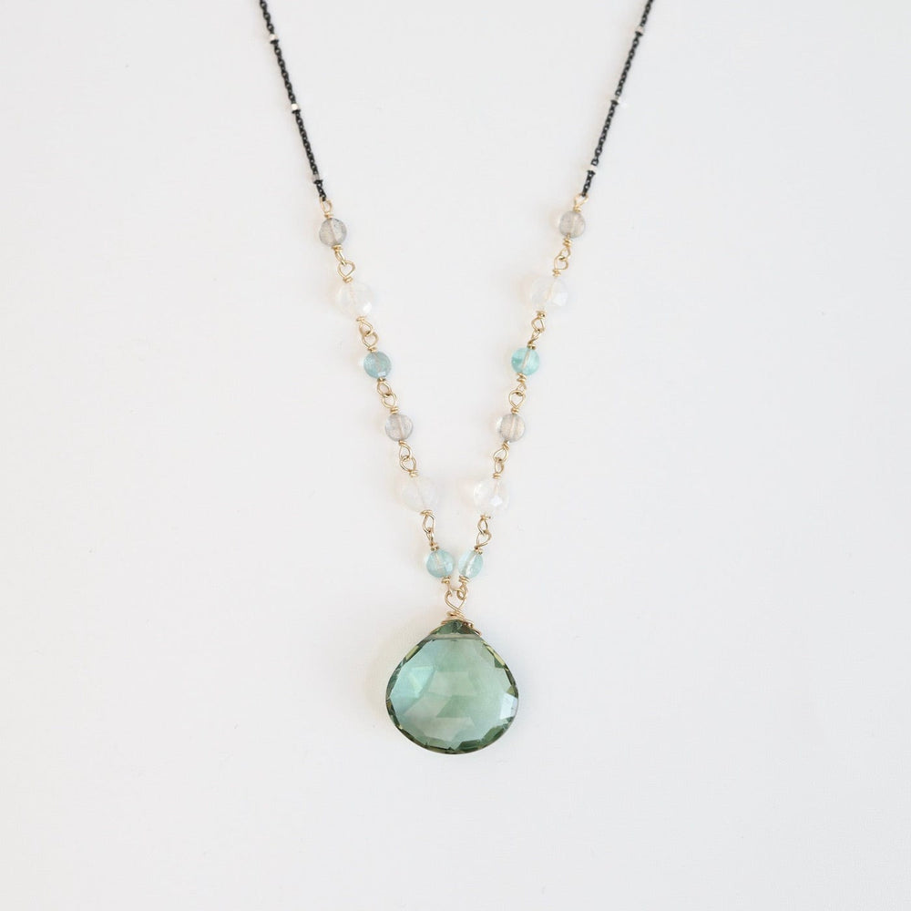 NKL-GF Large Green Amethyst Drop Necklace