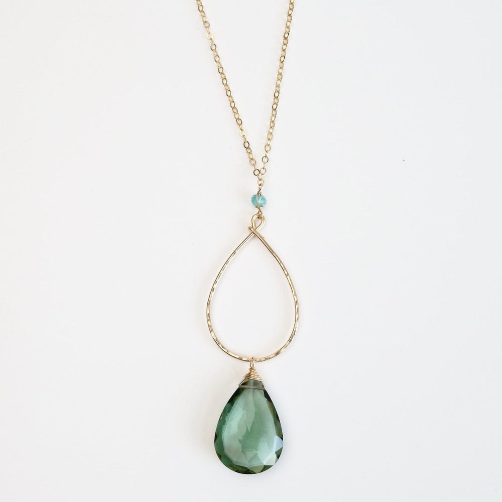 
                  
                    NKL-GF Large Green Amethyst Gold Filled Long Open Teardrop Necklace
                  
                