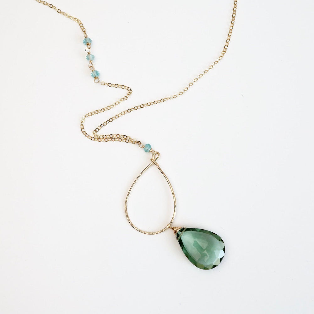 
                  
                    NKL-GF Large Green Amethyst Gold Filled Long Open Teardrop Necklace
                  
                