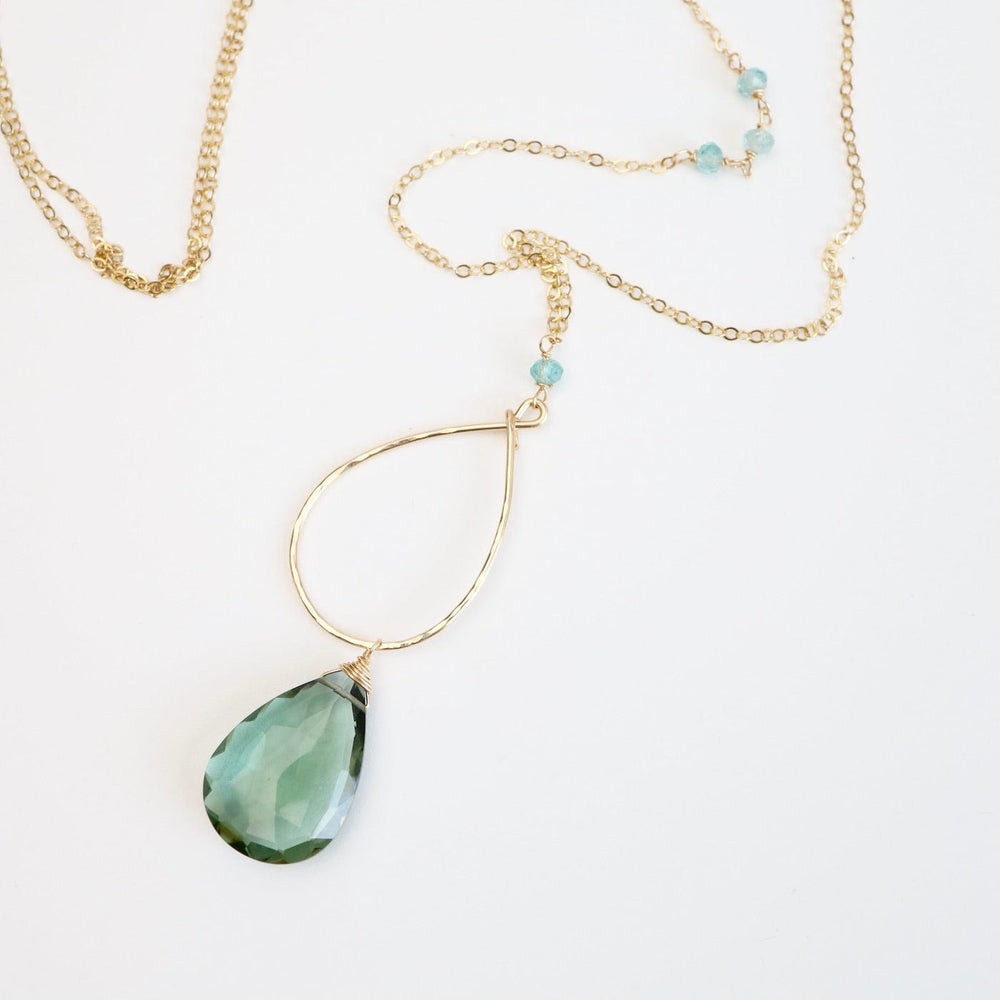 
                  
                    NKL-GF Large Green Amethyst Gold Filled Long Open Teardrop Necklace
                  
                