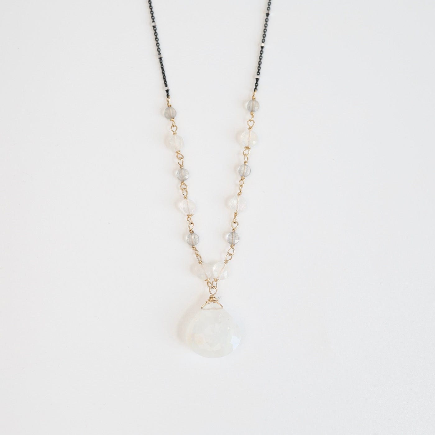 NKL-GF Large Rainbow Moonstone Drop Necklace