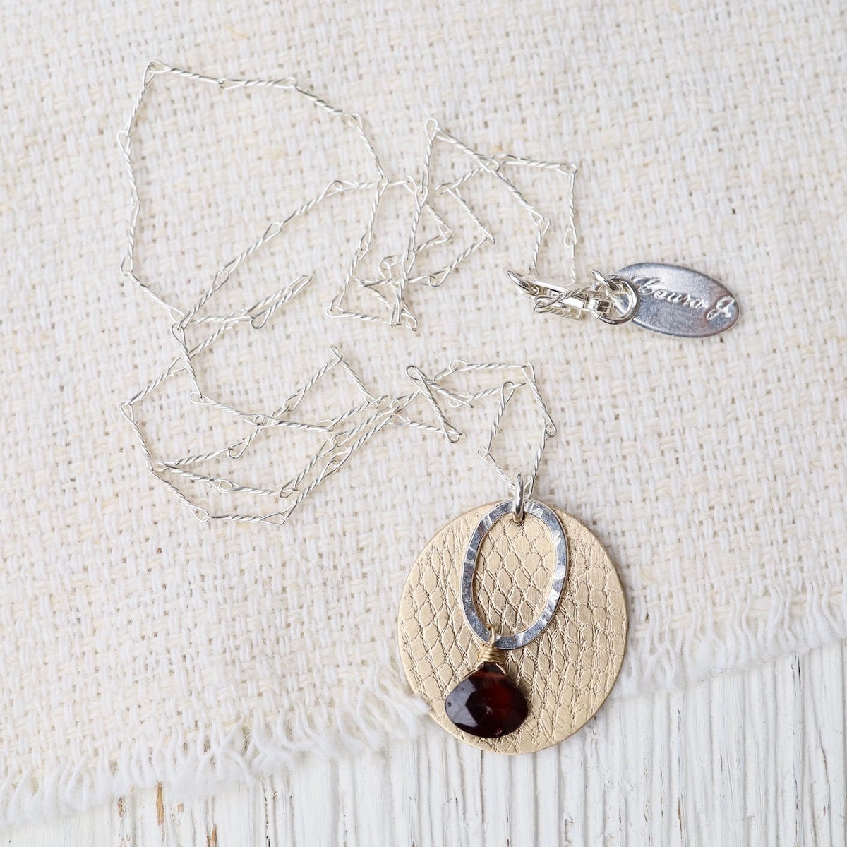 NKL-GF Layered Disk and Garnet Necklace