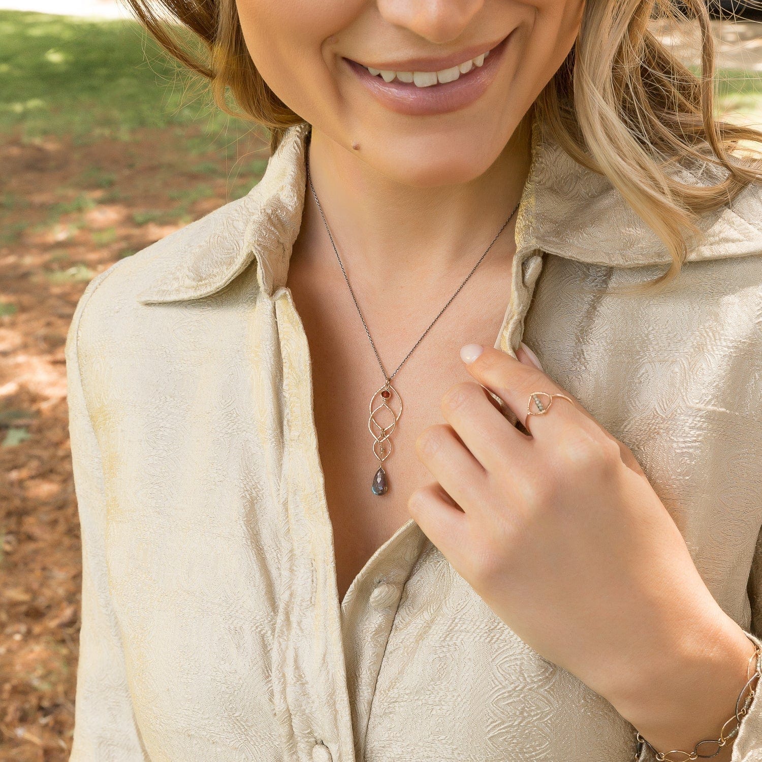 Labradorite outlets layered charm necklace