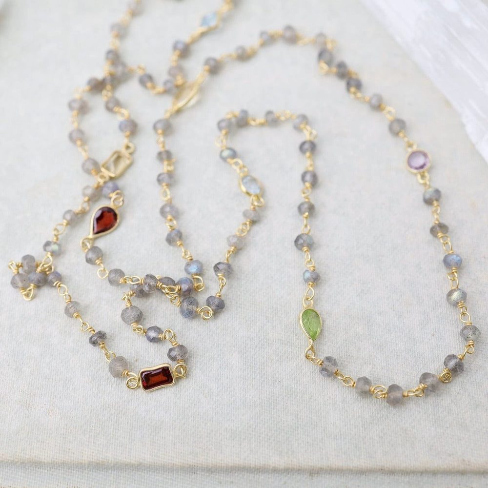 
                  
                    NKL-GF Long Labradorite Bead Necklace with Bezel Stations
                  
                