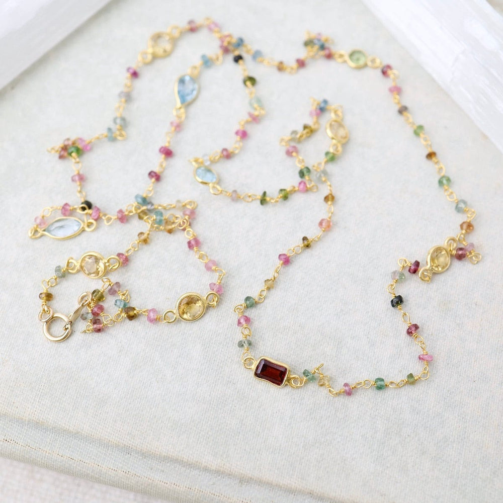 
                      
                        NKL-GF Long Multi Tourmaline Bead Necklace with Bezel Stations
                      
                    