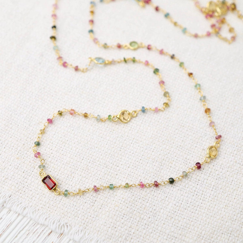 
                      
                        NKL-GF Long Multi Tourmaline Bead Necklace with Bezel Stations
                      
                    