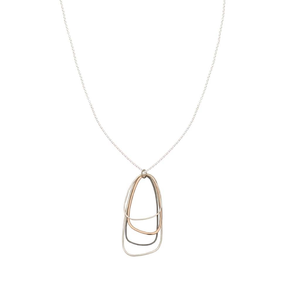 NKL-GF Long Tri Toned Multi Triangle Necklace