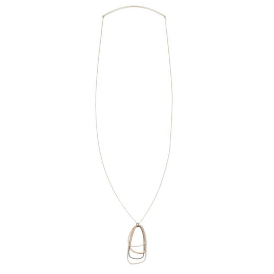 NKL-GF Long Tri Toned Multi Triangle Necklace