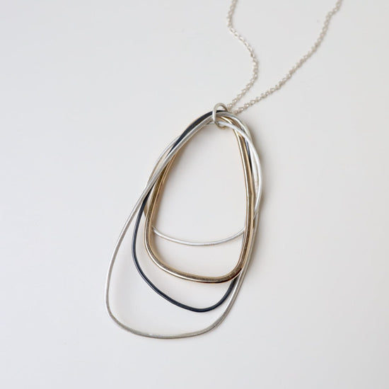 NKL-GF Long Tri Toned Multi Triangle Necklace