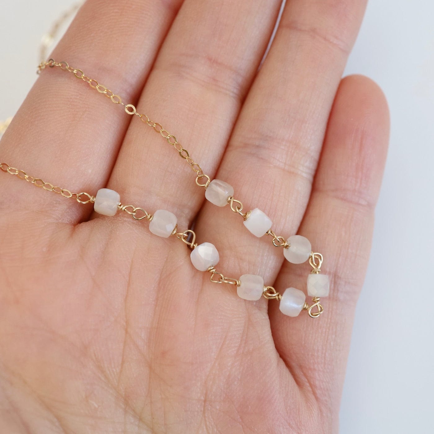 NKL-GF Moonstone Handmade Bead Chain Necklace
