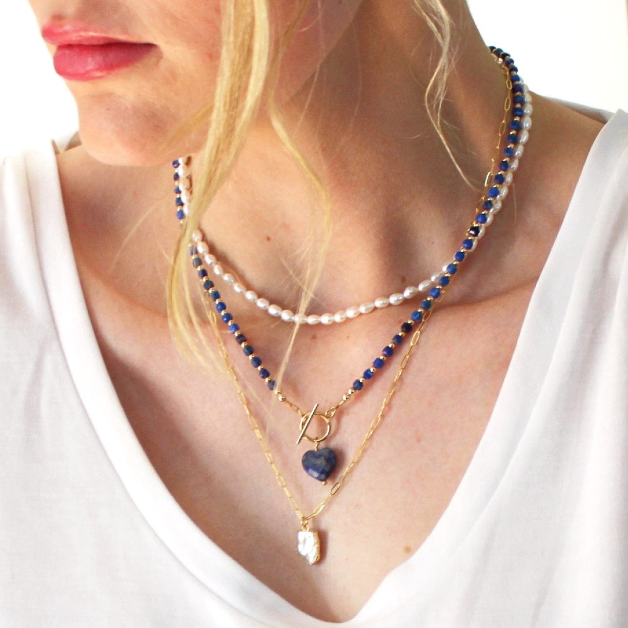 NKL-GF Natural Lapis Lazuli Toggle Necklace
