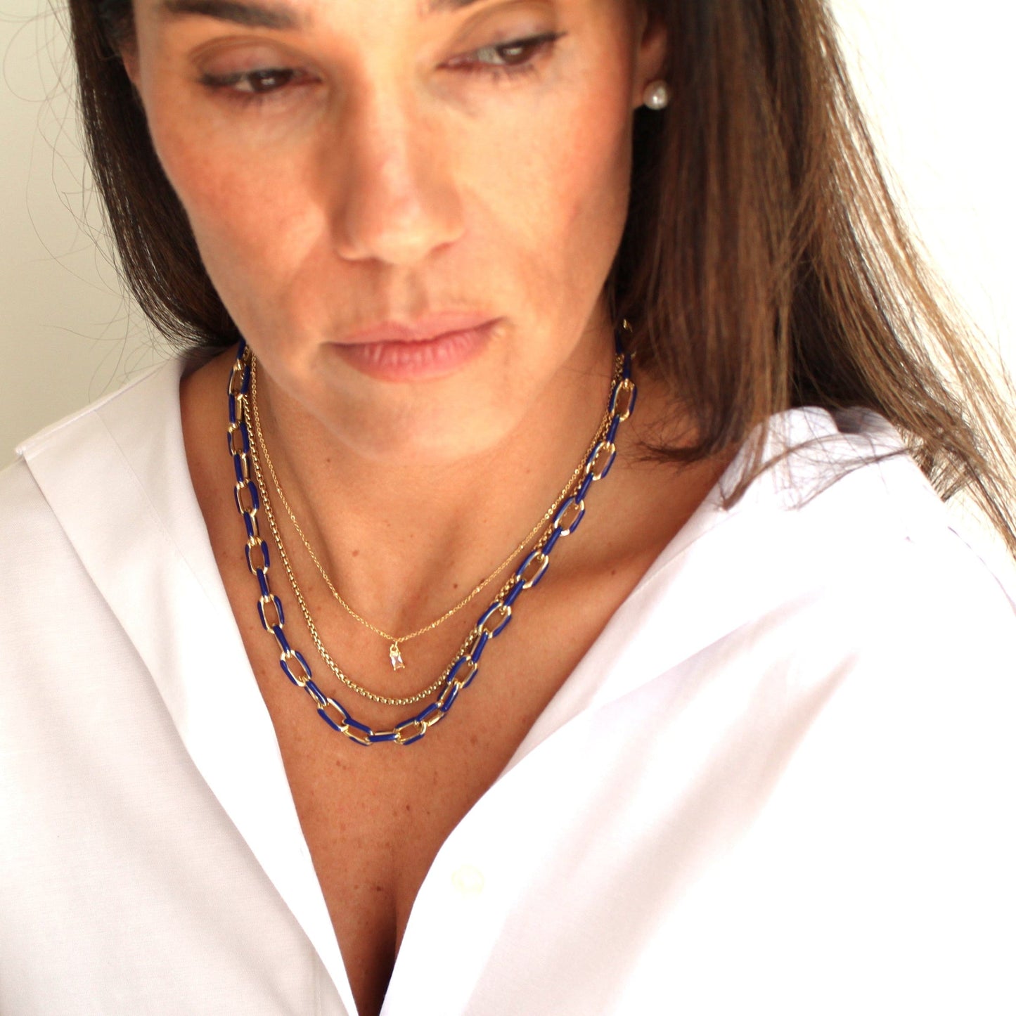 NKL-GF Navy Chunky Gold Chain
