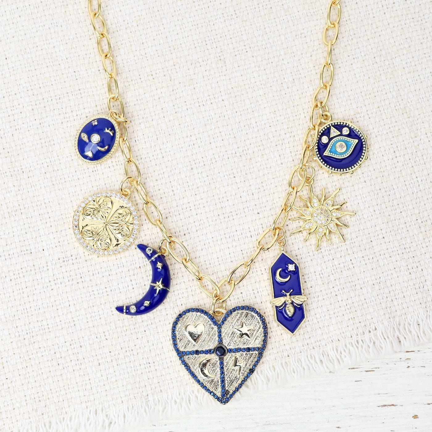 NKL-GF Navy Multi Charm Necklace