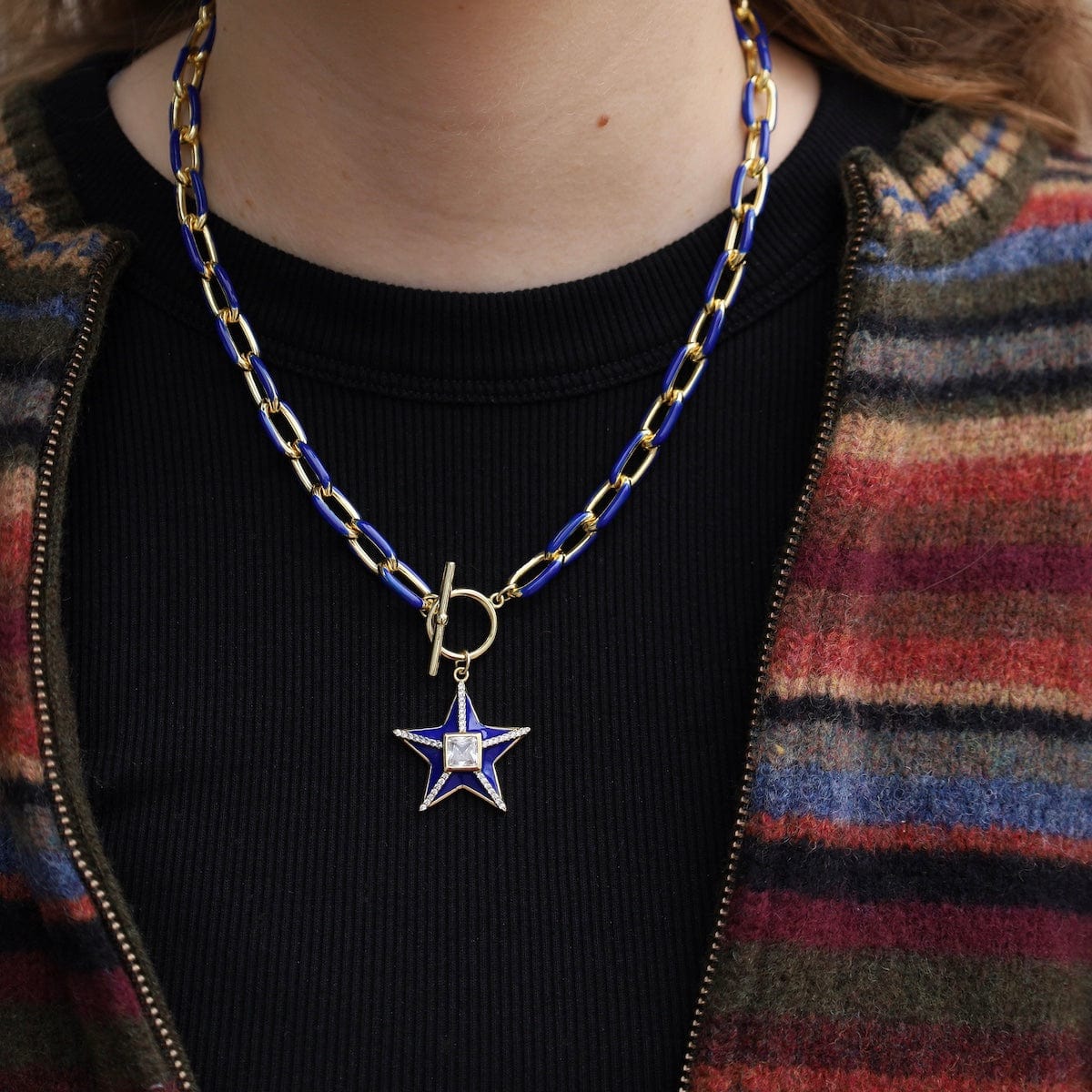 NKL-GF Navy Star Toggle Necklace