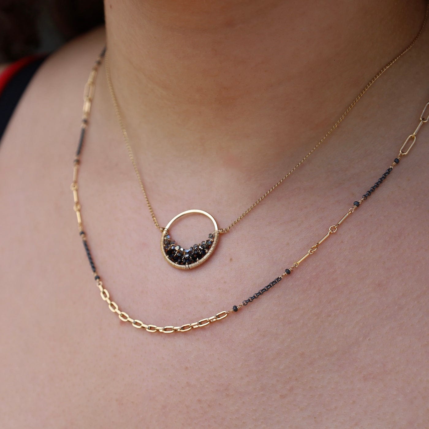 NKL-GF Ombre Crystal Ring Necklace
