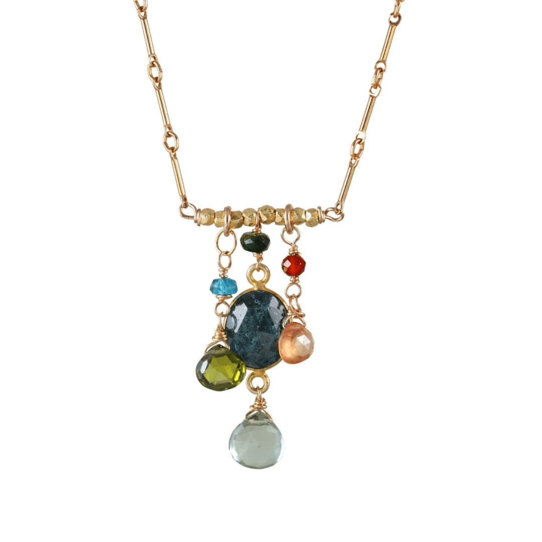 NKL-GF Oval Kyanite Mix Bar Necklace