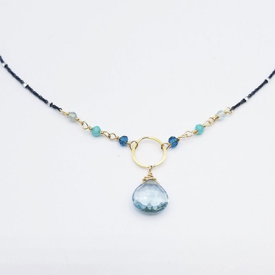 
                      
                        NKL-GF Oxidized Sterling Silver Blue Drop Necklace
                      
                    