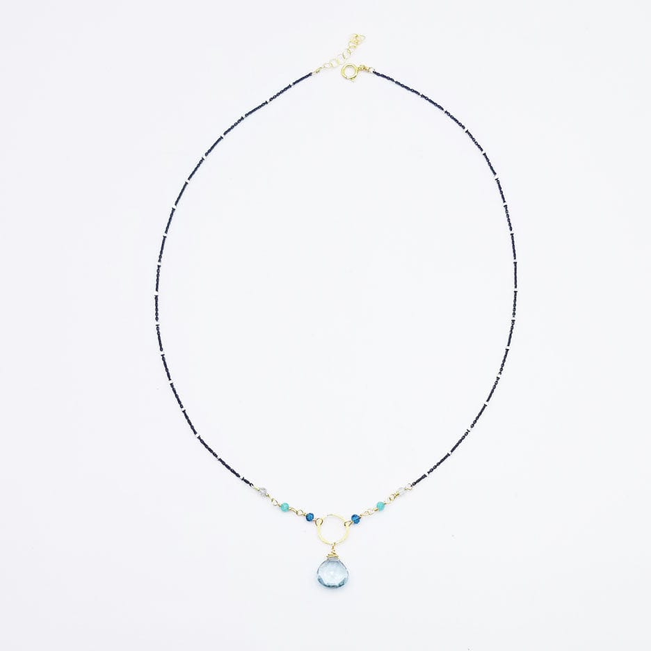 NKL-GF Oxidized Sterling Silver Blue Drop Necklace