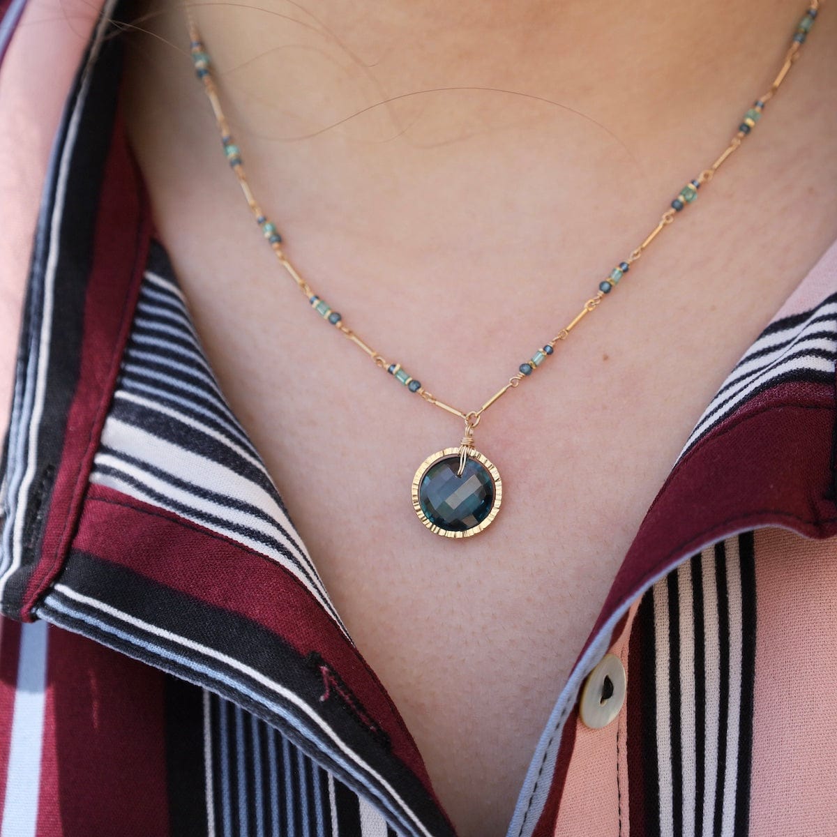 NKL-GF Pacific Mix London Blue Quartz Necklace