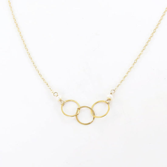 Load image into Gallery viewer, NKL-GF PEARL AND THREE LOOPED GOLD NECKLACE
