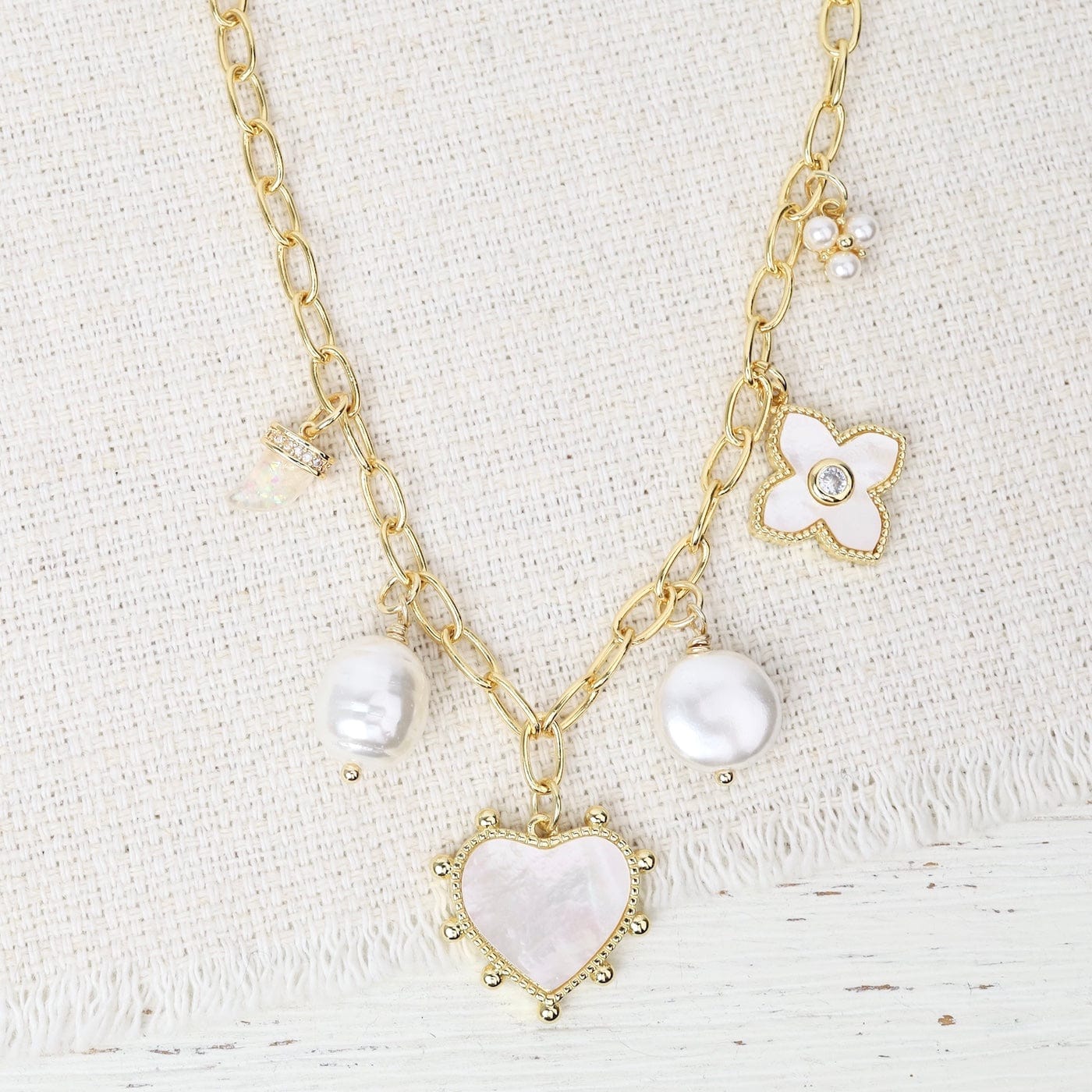 NKL-GF Pearl Multi Charm Necklace