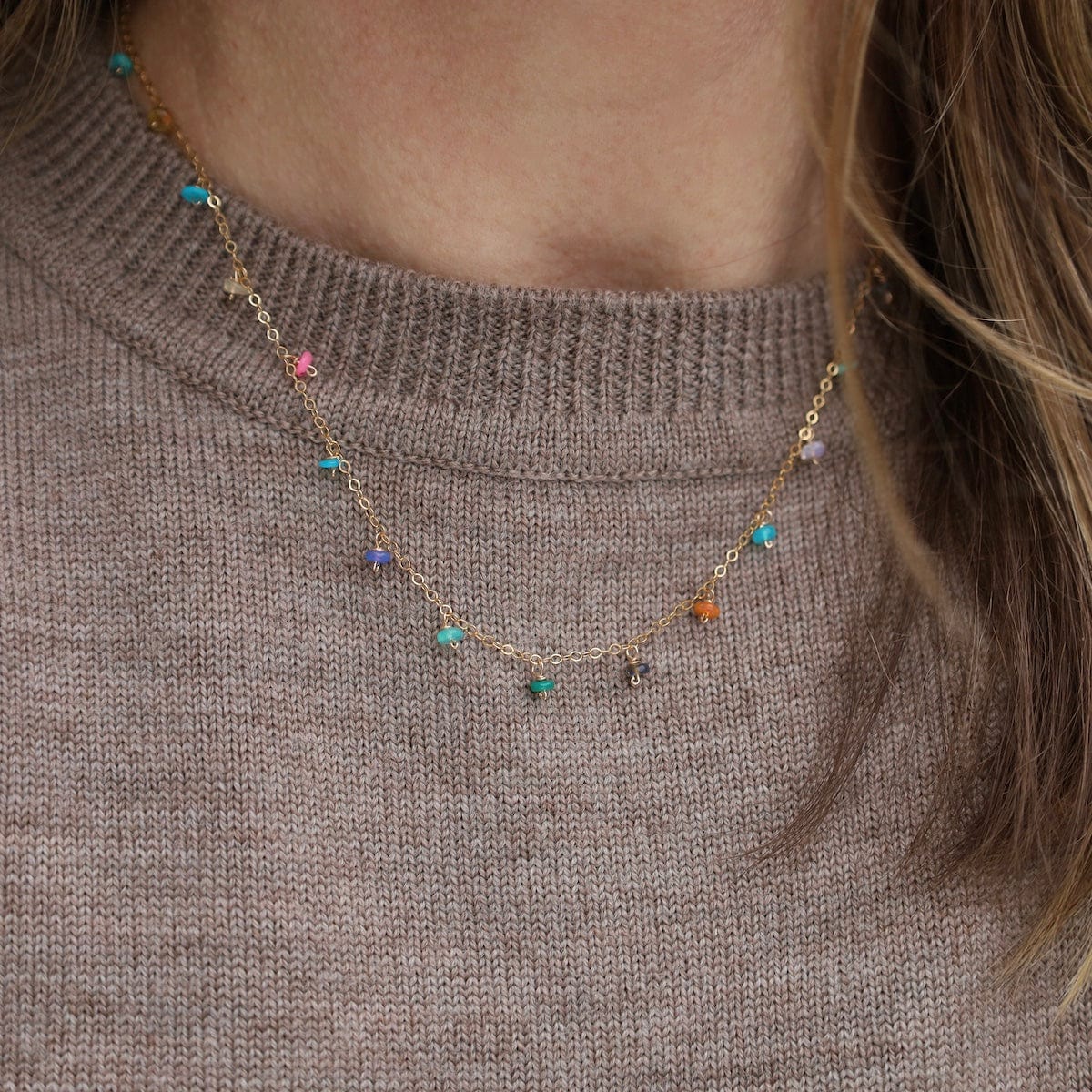 NKL-GF Rainbow Opal Dangles Necklace