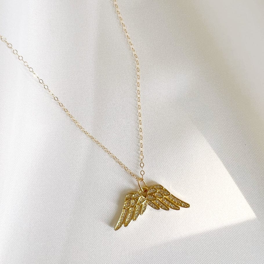 NKL-GF Reina Angel Wings Cz Pendant Gold Filled Necklace