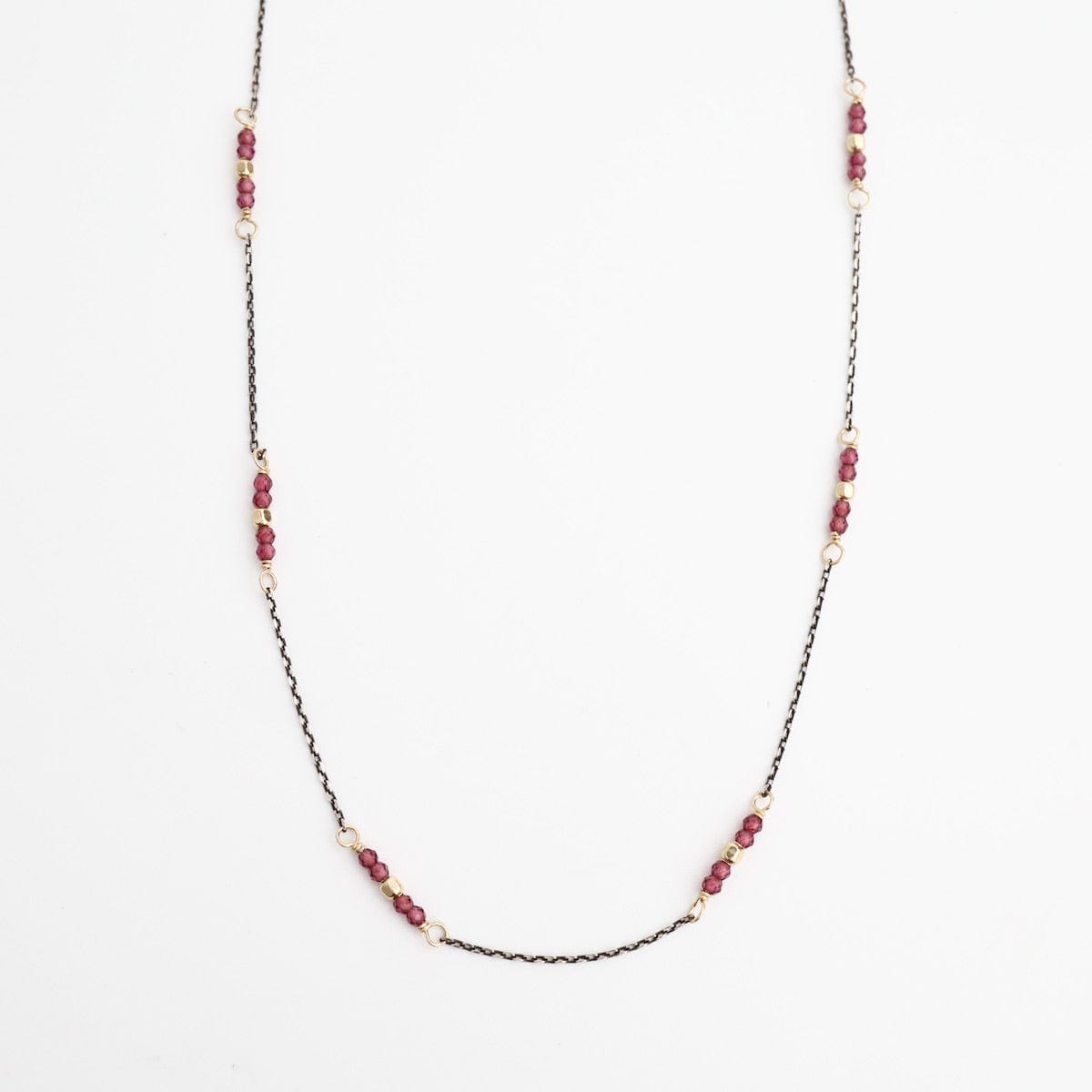 NKL-GF Rhodolite Garnet Station Necklace