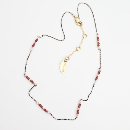 NKL-GF Rhodolite Garnet Station Necklace