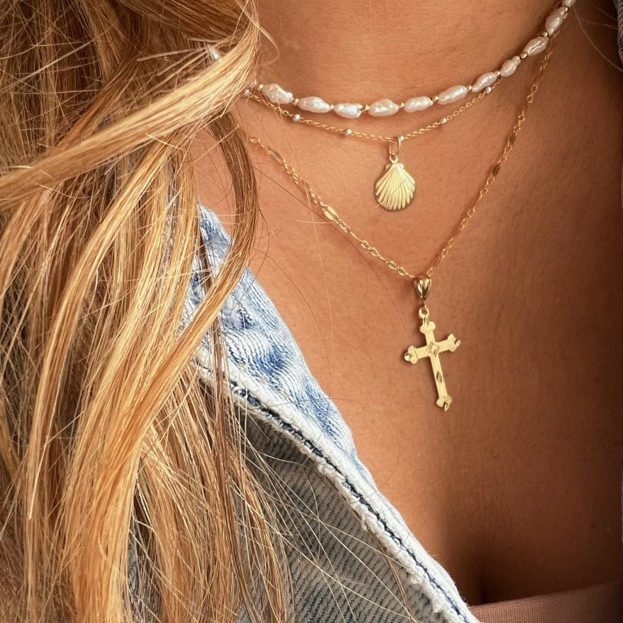 NKL-GF Risen Religious Cross Necklace Gold Filled