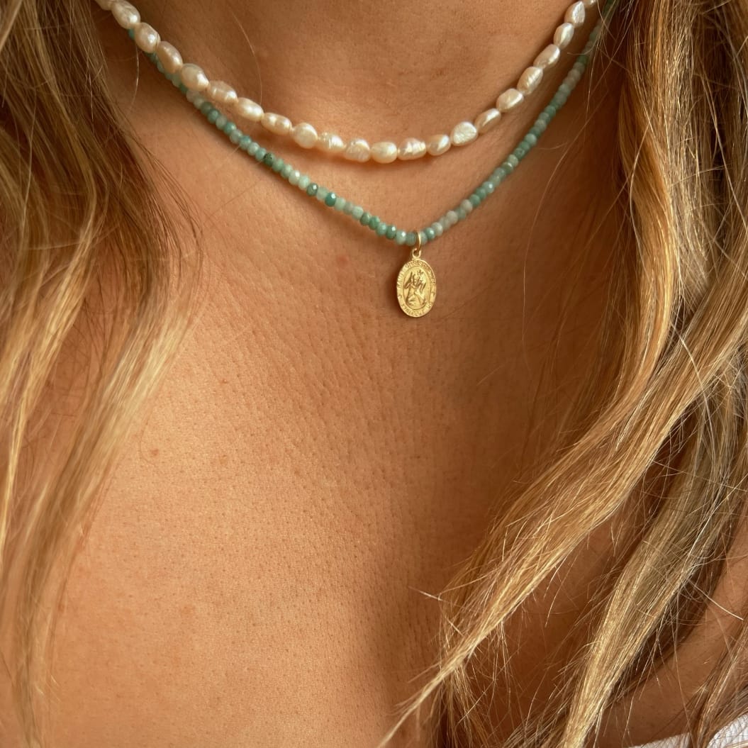 NKL-GF Roam Saint Christopher Beaded Choker Necklace