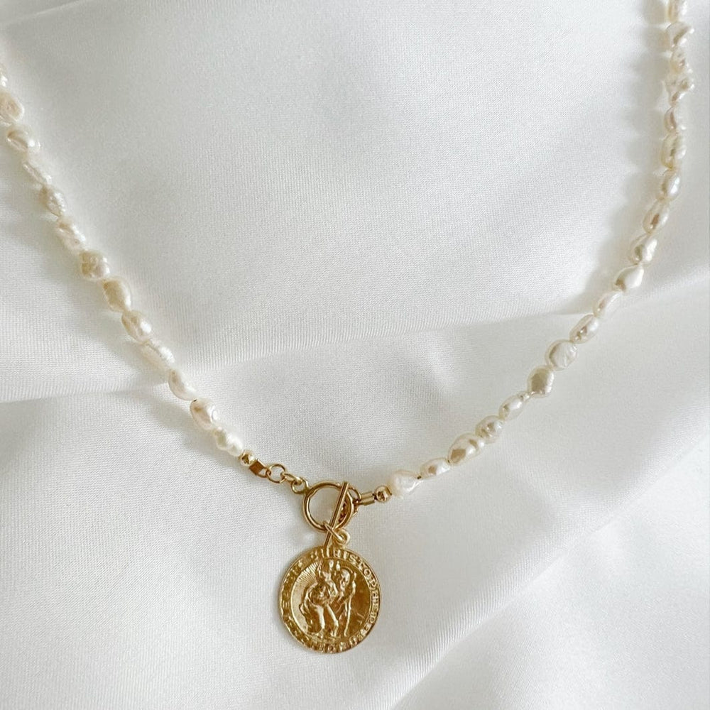 
                  
                    NKL-GF Saint Christopher Toggle Pearl Necklace
                  
                