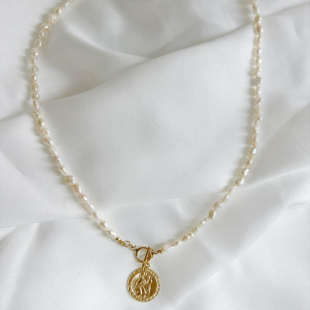 
                  
                    NKL-GF Saint Christopher Toggle Pearl Necklace
                  
                