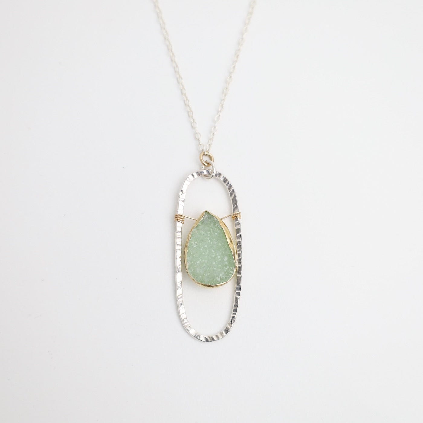 NKL-GF Silver Oval with Druzy Necklace