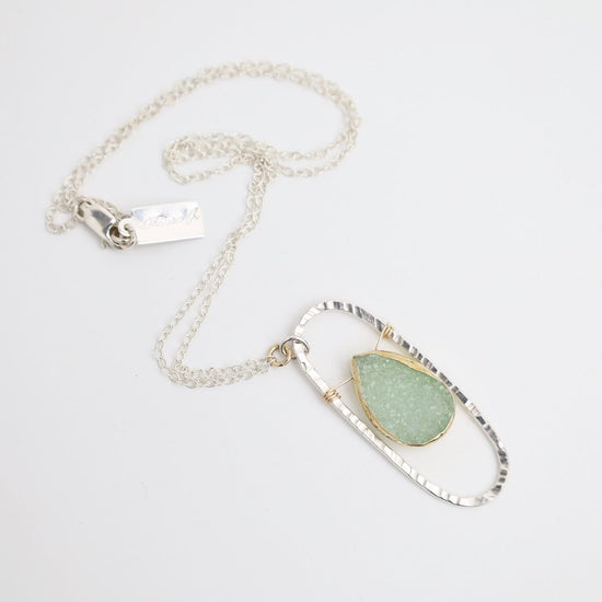 NKL-GF Silver Oval with Druzy Necklace