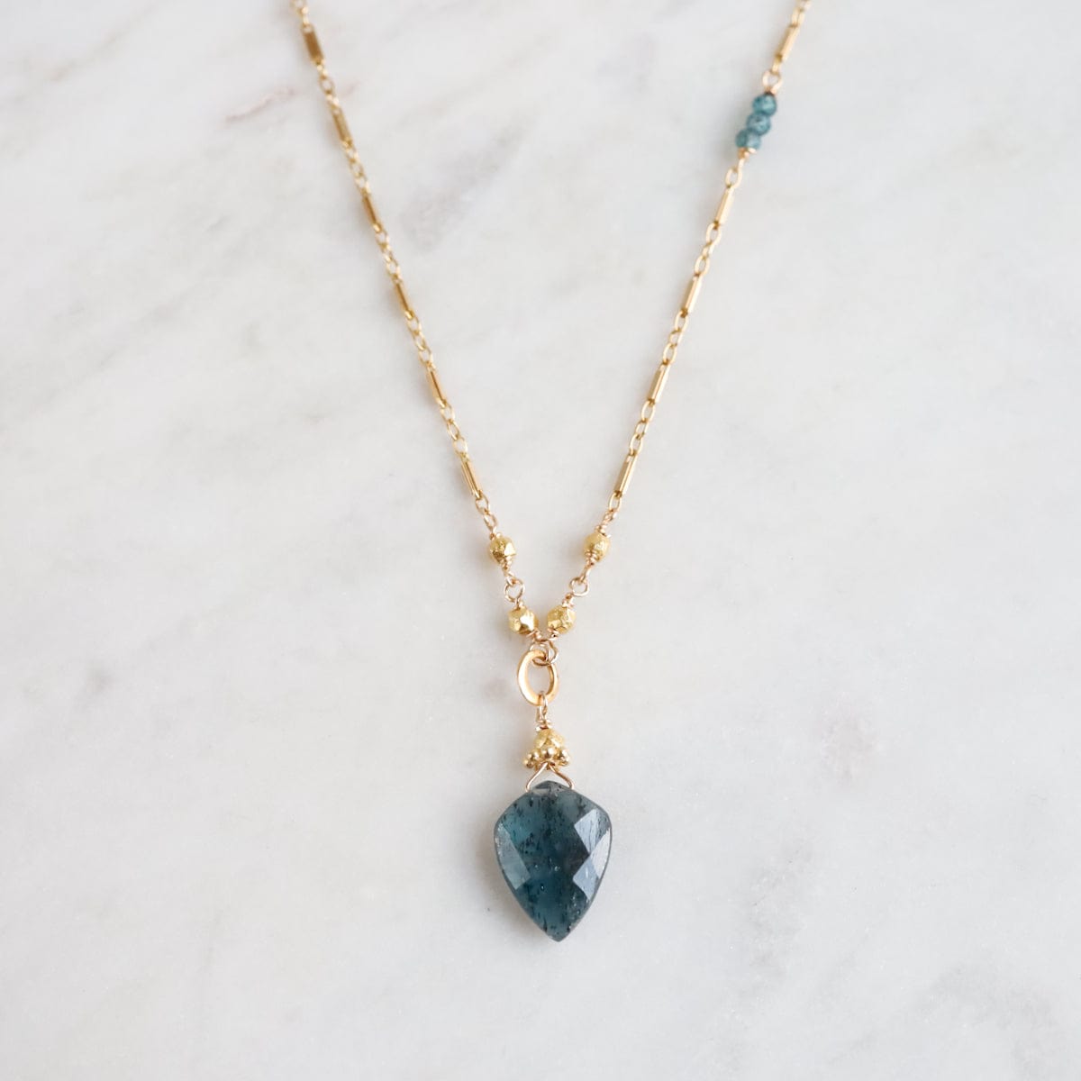 NKL-GF Simple Kyanite Spade on Gold Filled Chain Necklace